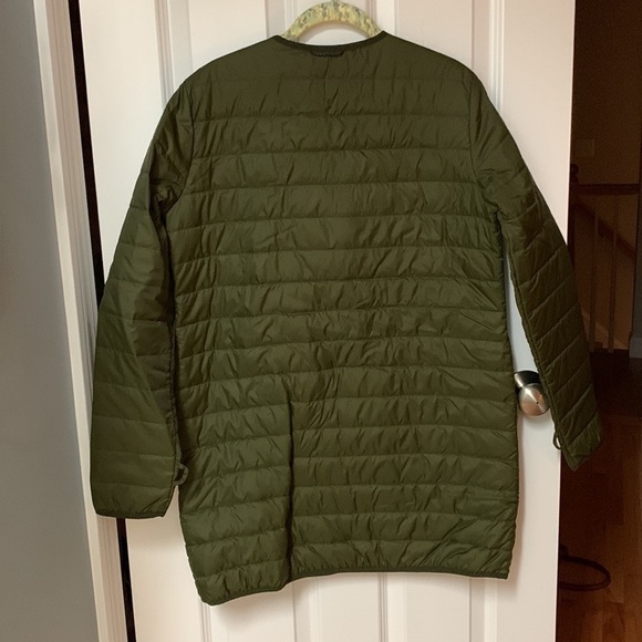 Nike Primaloft Quilted Collarless Long Jacket Olive Green Womens Size Medium - Picture 2 of 5